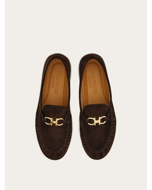Ferragamo White Gancini Ornament Loafer