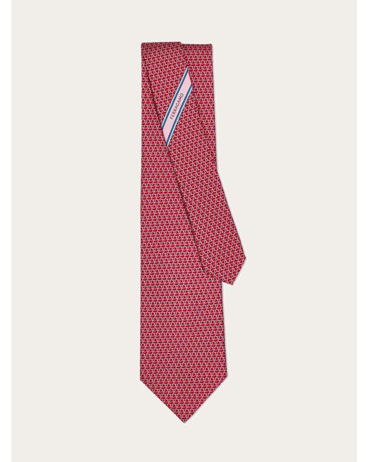 Ferragamo Pink Gancini Tricot Print Silk Tie for men