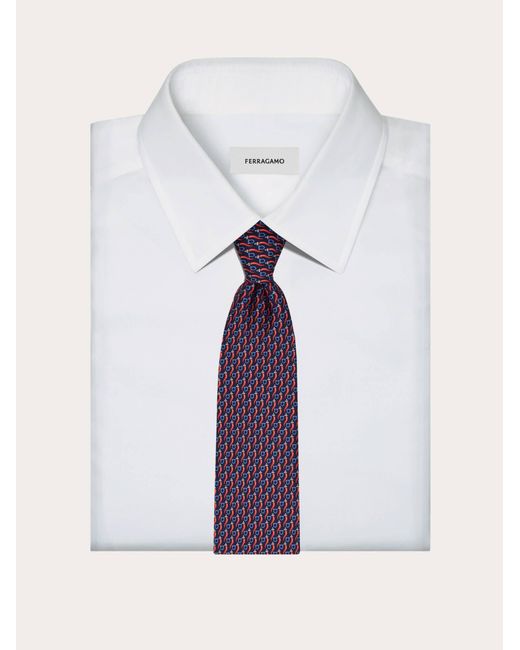 Ferragamo Purple Good Luck Print Silk Tie for men