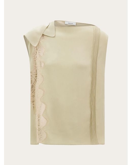 Ferragamo Natural Top With Lace Inserts