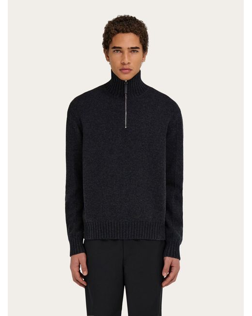 Ferragamo Blue High Neck Cashmere Pullover for men
