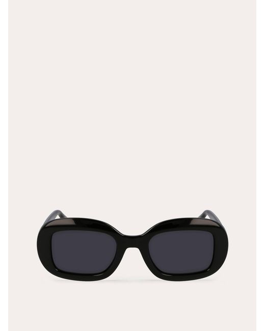 Ferragamo Black Oval Frame Sunglasses