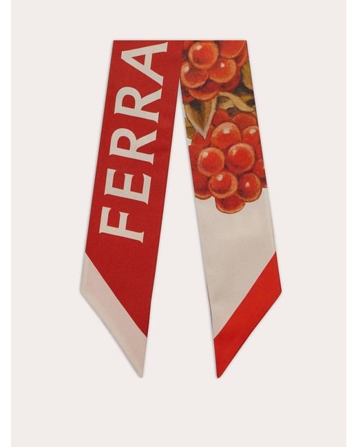 Ferragamo Red Damen Mini Bandeau-Tuch Mit Brombeer-Print Weiß