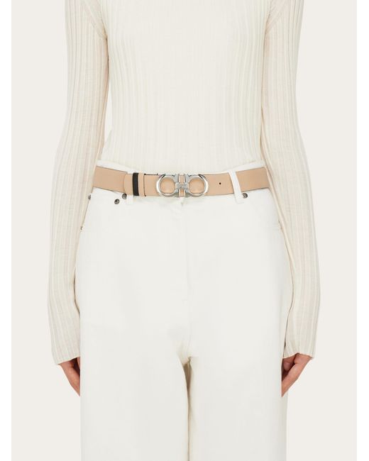 Ferragamo Natural Reversible And Adjustable Gancini Belt