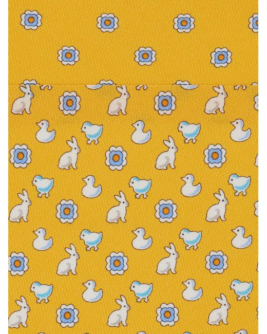 Ferragamo Yellow Charms Print Silk Tie for men