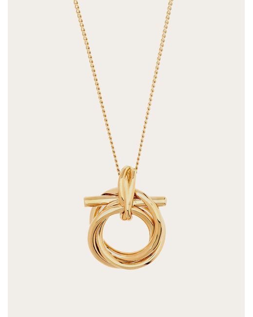 Ferragamo White Gancini Pendant Necklace