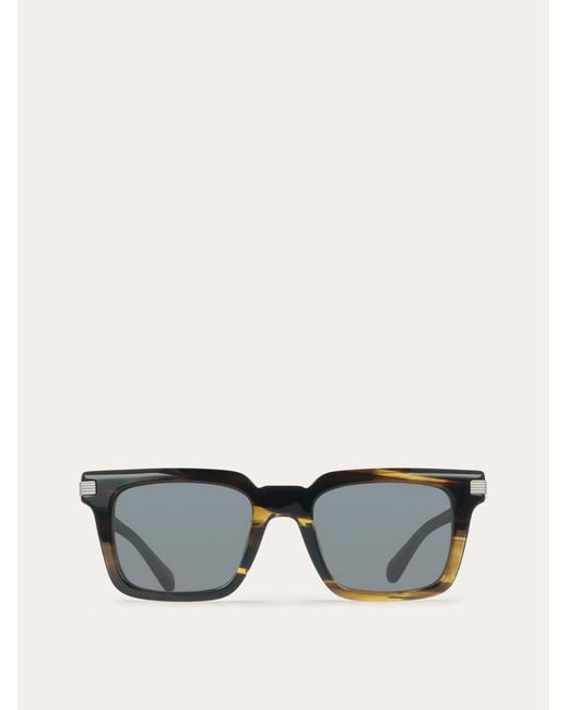 Ferragamo Gray Rectangular Frame Sunglasses for men
