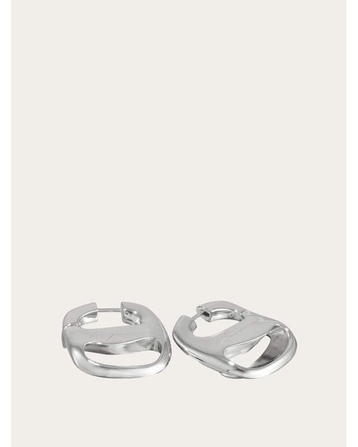 Ferragamo White Vara Earrings (L)