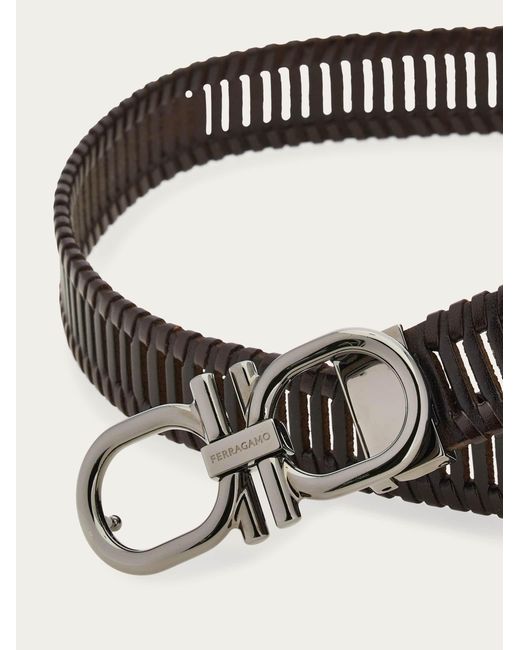 Ferragamo White Adjustable Gancini Belt for men