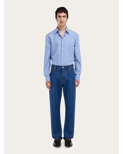 Ferragamo Blue Poplin Shirt for men