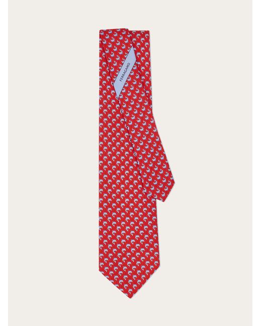 Ferragamo Red Men Dolphin Print Silk Tie for men