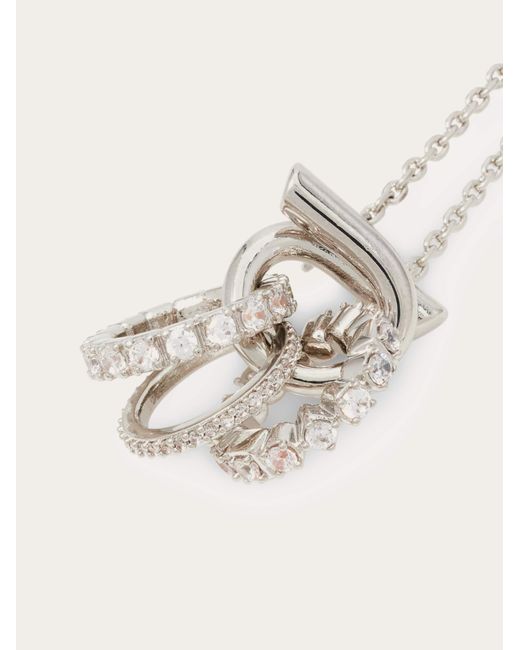 Ferragamo Natural Gancini Pendant Necklace With Crystal Rings
