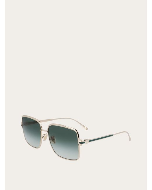 Ferragamo Green Rectangular Frame Sunglasses