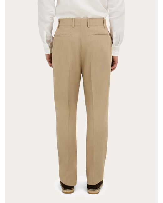Ferragamo Natural Silk And Wool Tailored Trouser for men