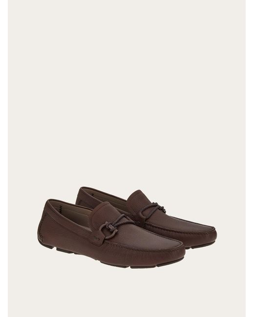 Ferragamo Brown Driver With Gancini Ornament for men