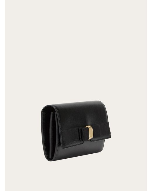 Ferragamo Black Vara Bow Continental Wallet