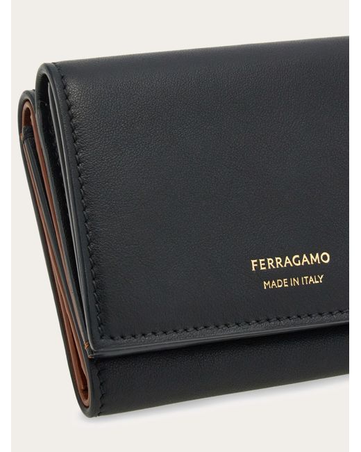 Donna Portafoglio Trifold Bicolore di Ferragamo in Black