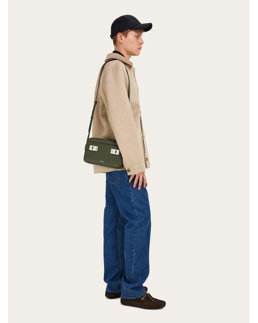Ferragamo Green Hug Buckle Messenger Bag for men