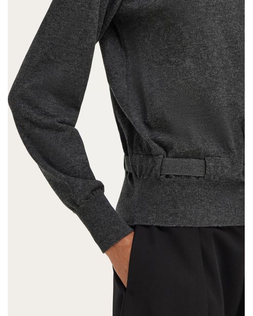 Ferragamo Blue Cardigan With Ribbon Detail