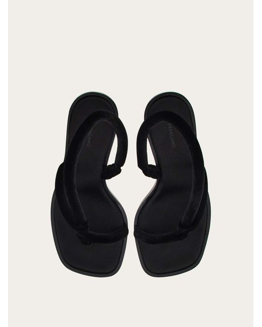 Ferragamo Black Mid Heel Sandal