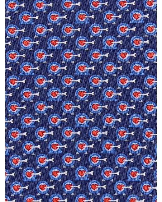 Ferragamo Blue Cupid Print Silk Tie for men