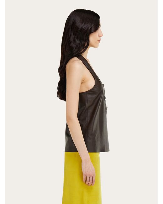 Ferragamo Black Nappa Racer Back Vest