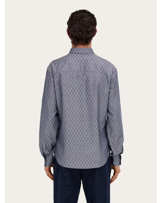 Ferragamo Blue Monogram Shirt for men