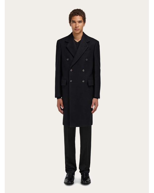 Ferragamo Black Double Breasted Coat for men