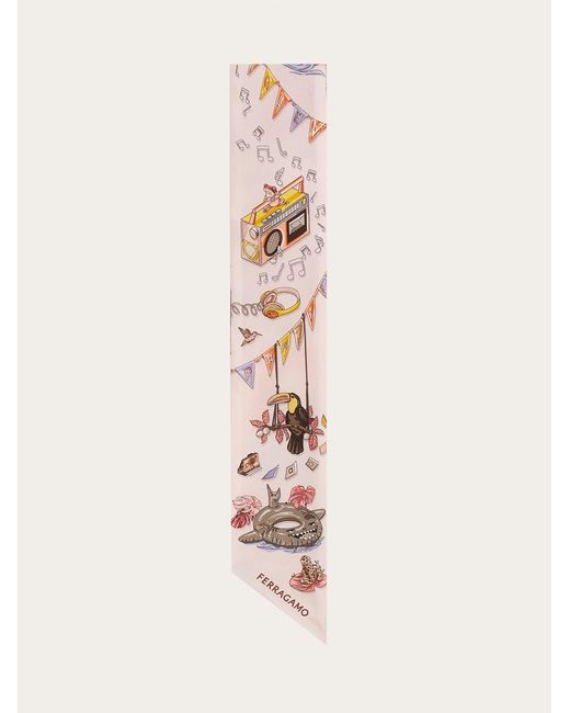 Ferragamo White Jungle Party Print Silk Mini Bandeau
