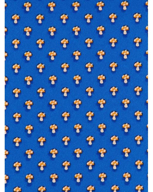 Ferragamo Blue Mushroom Print Silk Tie for men