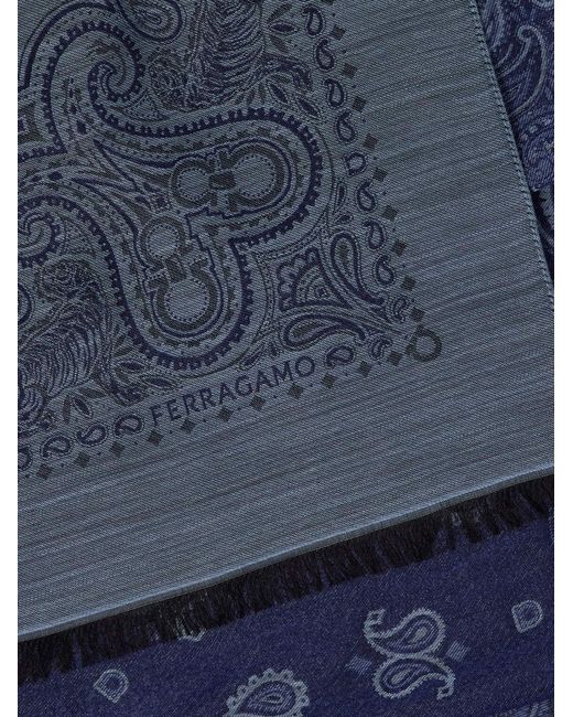 Ferragamo Blue Arabesque Print Stole for men