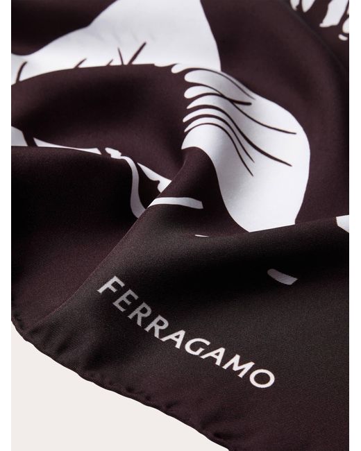 Ferragamo Black Venus Print Silk Foulard