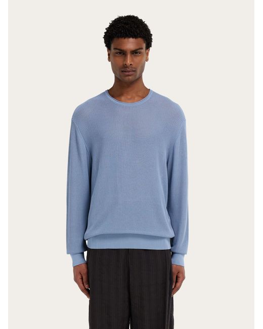 Ferragamo Blue Crew Neck Sweater for men