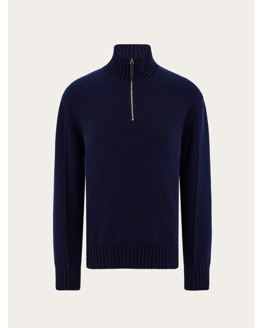 Ferragamo Blue High Neck Cashmere Pullover for men