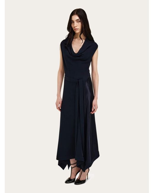 Ferragamo Blue Asymmetric Dress