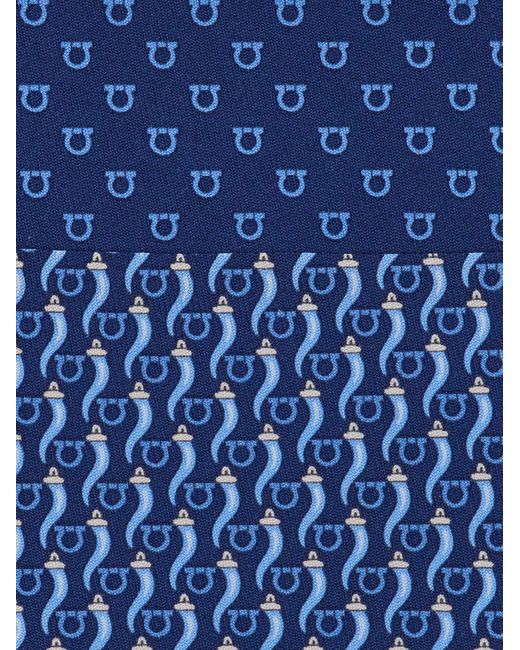 Ferragamo Blue Good Luck Print Silk Tie for men