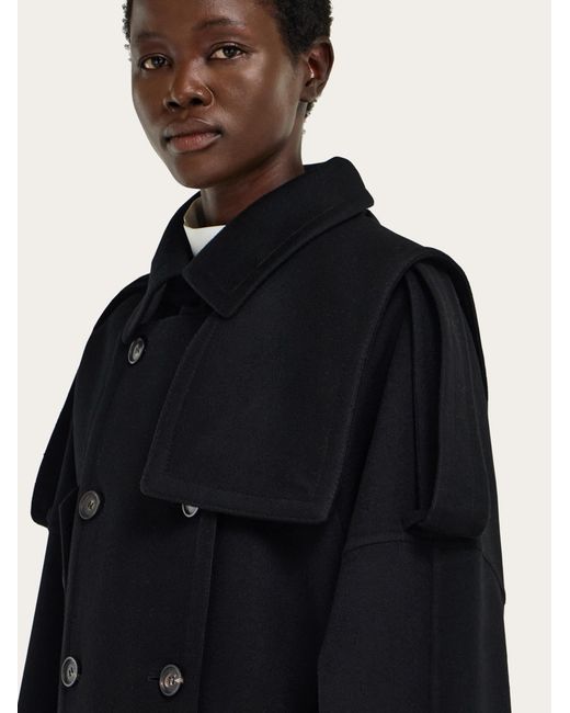 Ferragamo Black Double Breasted Oversize Coat for men