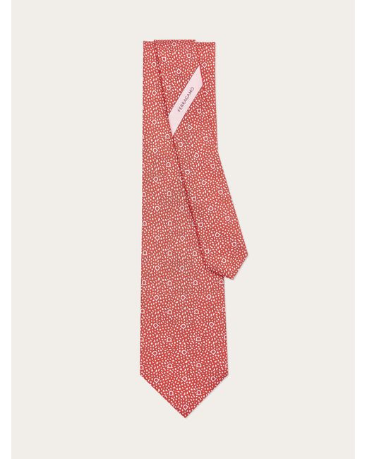 Ferragamo Red Round Print Silk Tie for men