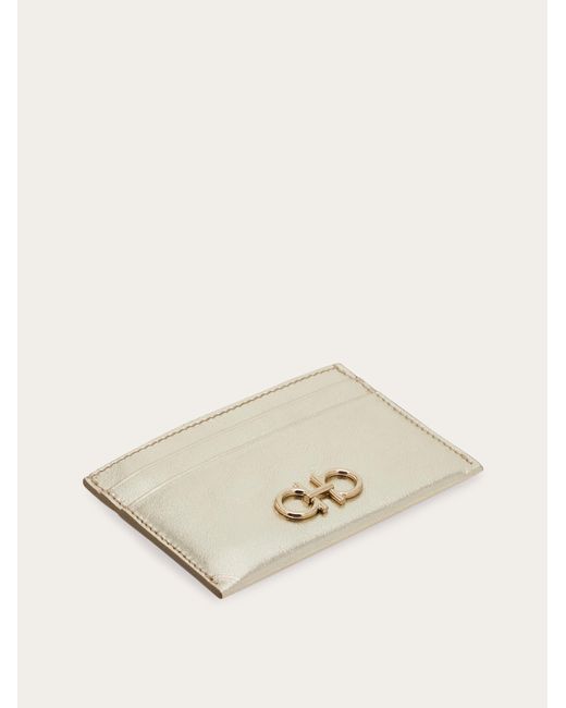 Ferragamo Natural Gancini Credit Card Holder