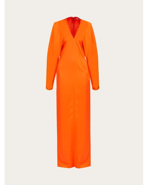 Ferragamo Orange Damen Langes Kleid mit Kimonoärmel