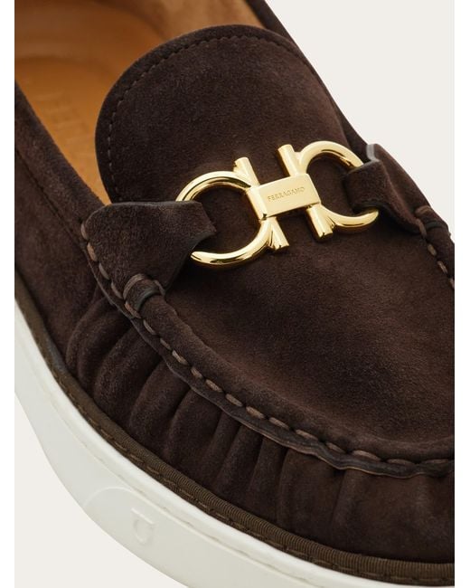 Ferragamo White Gancini Ornament Loafer