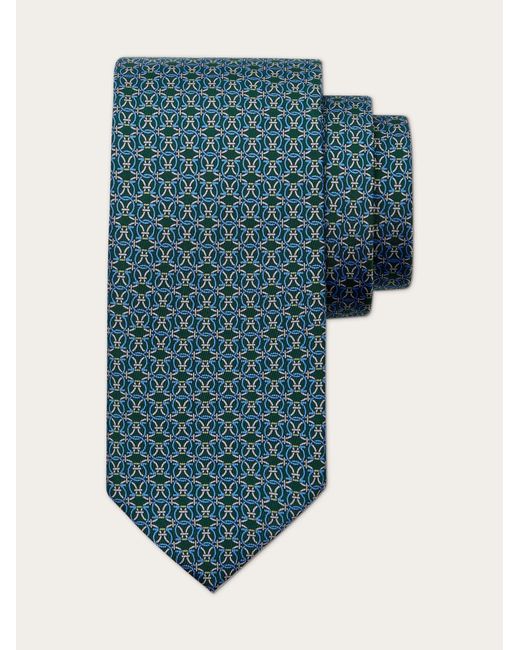Ferragamo Blue Circle Print Silk Tie for men