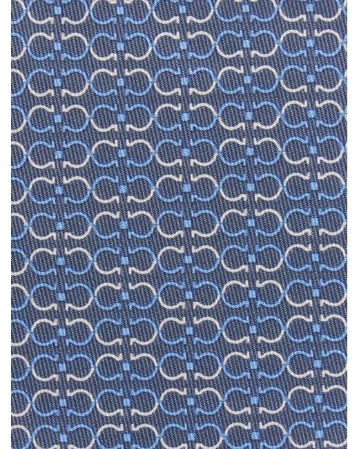 Ferragamo Blue Gancini Print Silk Tie for men