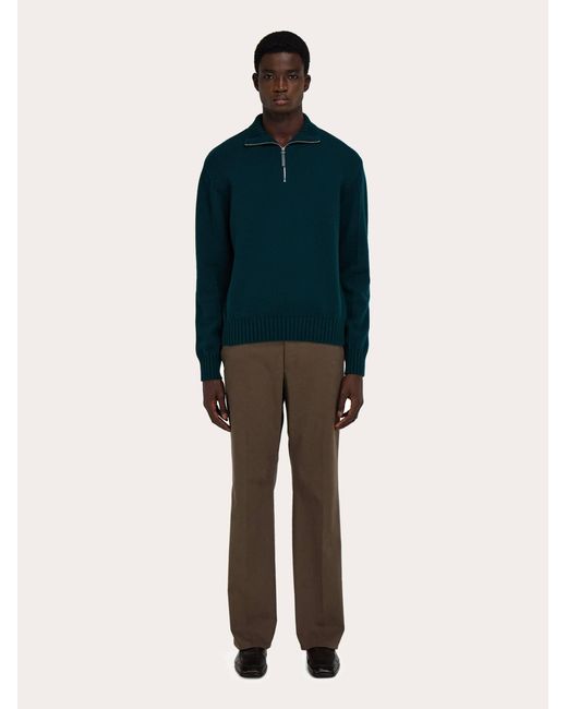Ferragamo Blue High Neck Cashmere Pullover for men