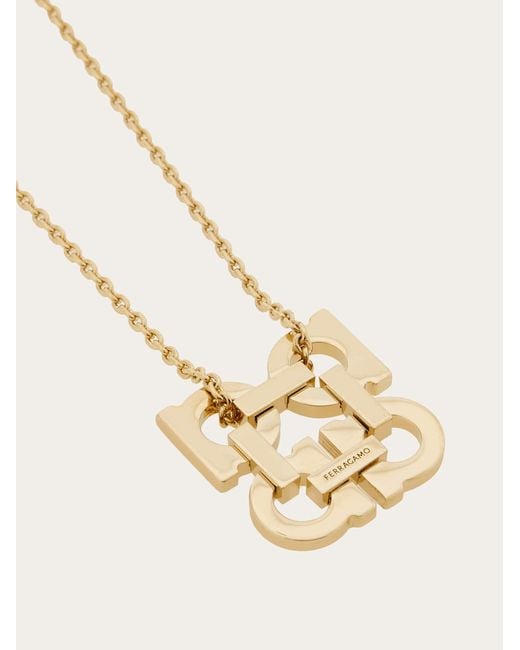 Ferragamo Natural Four Gancini Pendant Necklace