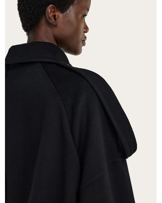 Ferragamo Black Double Breasted Oversize Coat for men