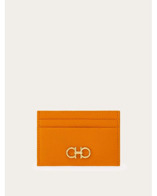 Ferragamo Orange Damen Gancini Kreditkartenetui