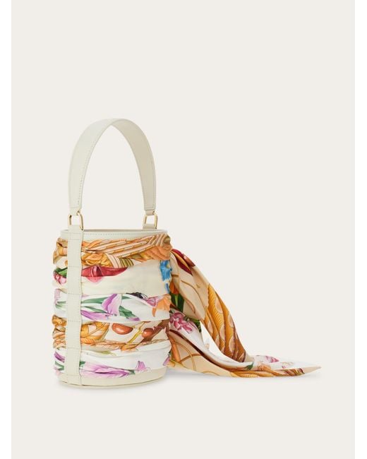 Ferragamo Natural Mini Bucket Bag With Foulard