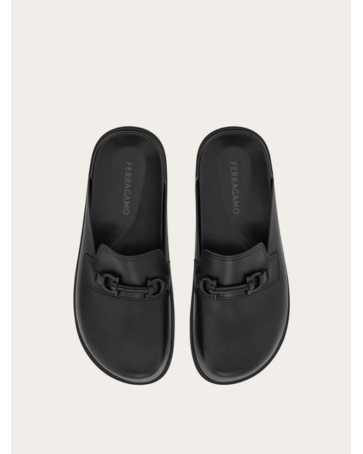 Ferragamo White Gancini Ornament Mule for men