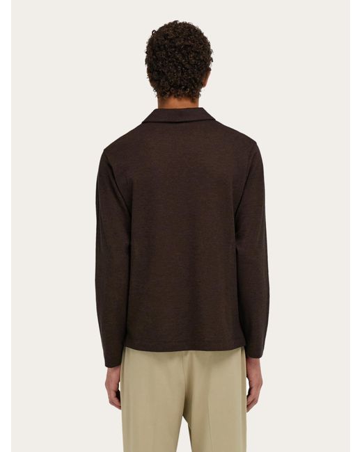 Uomo Polo A Manica Lunga di Ferragamo in Black da Uomo